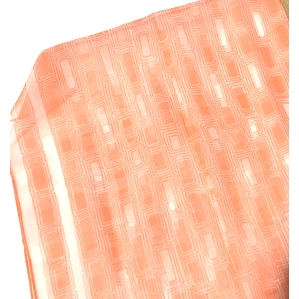 Vtg Burmel Orange Sherbet Rectangle Scarf Semi-Sheer Geometric Japan 12"x46"